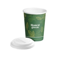 Vaso de 250 ml de cartón (PE) verde con tapa - Honest Green - 8 unidades