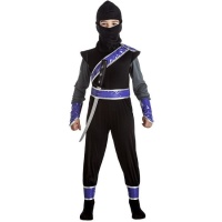 Disfraz de ninja guerrero negro y azul infantil