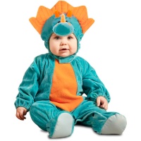 Disfraz de dinosaurio azul y naranja para bebe