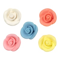 Figuras de azúcar de rosas de colores de 2 cm - Dekora - 100 unidades