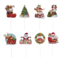 Picks para cupcakes de Navidad surtidos de 9 x 6 cm - Dekora - 48 unidades