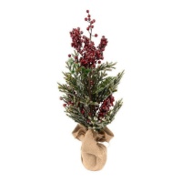 Árbol de Navidad decorativo de bayas rojas de 60 x 30 cm