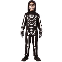Disfraz de esqueleto fosforescente con capucha para niño