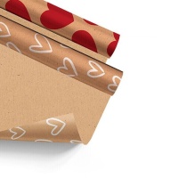 Papel de regalo de corazones kraft de 2,00 x 0,70 m - 1 unidad