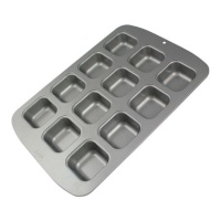 Molde de formas cuadradas de acero de 37,3 x 26,1 x 3,1 cm - PME - 12 cavidades