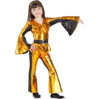 Disfraz de estilo disco dorado y negro para niña