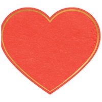 Servilletas rojas con forma de corazón de 14,3 x 12,5 cm - 20 unidades