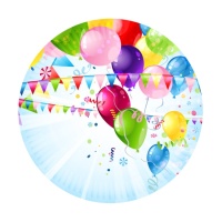 Platos de fiesta con globos multicolor de 18 cm - 8 unidades
