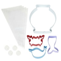 Kit para galletas con cortadores y boquillas para decorar de pecera - Wilton - 12 unidades