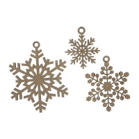 Figuras de madera de copos de nieve - Artis decor - 3 unidades