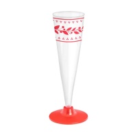 Copas de 140 ml de plástico con decoración roja de Navidad - 4 unidades