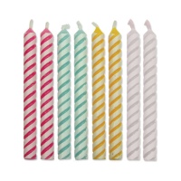 Velas de rayas de colores surtidos de 4,8 cm - PME - 24 unidades