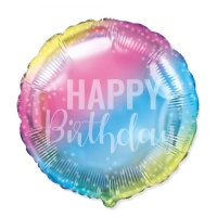 Globo de Happy Birthday multicolor de 45 cm - Conver Party