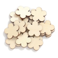 Figuras de madera de flor de 3 cm - 20 unidades