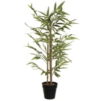 Planta artificial bambú de tallos color natural con macetero negro de 80 cm