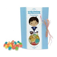 Tarjeta Mi Primera Comunión niño con chuches de 40 gr