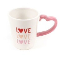 Taza de 230 ml Amor con asa de corazón rosa