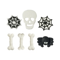 Figuras de azúcar de calaveras, huesos y arañas - Decora - 7 unidades