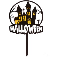 Topper Happy Halloween casa encantada de 15,5 x 9,5 cm