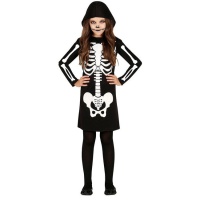 Disfraz de esqueleto con vestido y capucha para niña