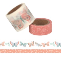 Washi tape de mariposas y flores - 5 m