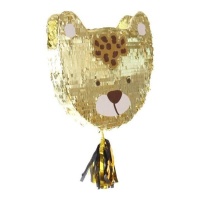 Piñata 3D de leopardo dorado de 48 x 50 cm
