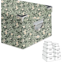 Caja rectangular verde con flores - DCasa - 10 unidades