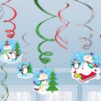 Colgante decorativo de Navidad con espiral - 12 piezas