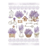 Papel de arroz de flores moradas de 29,7 x 42,5 cm - Artis decor - 1 unidad