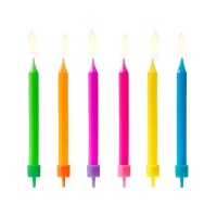 Velas coloridas de 6,5 cm - PartyDeco - 6 unidades