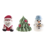 Figuras de azúcar de Papá Noel, árbol y muñeco de nieve - Dekora - 48 unidades