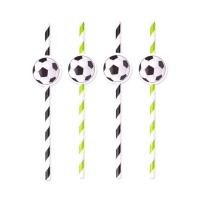 Pajitas de papel de fútbol - 8 unidades