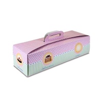 Caja de 38,5 x 13 x 10 cm para tarta rectangular decorada