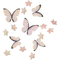 Obleas de mini flores y mariposas rosa melocotón - 30 unidades