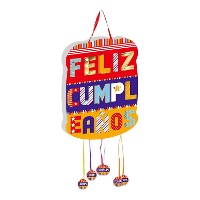 Piñata de Feliz Cumpleaños retales de 50 x 35 cm