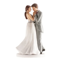 Figura para tarta de boda de novios bailando agarrados de 18 cm
