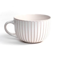 Taza de 470 ml marfil a rayas - DCasa