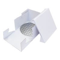 Caja para tarta cuadrada de 27 x 27 x 15 cm con base redonda de 0,3 cm - PME