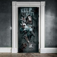 Póster para puerta de zombies con mensaje de 80 x 180 cm