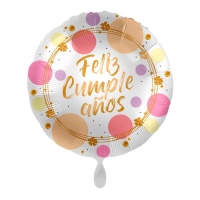 Globo de Feliz cumpleaños con topos de 43 cm - Premioloon