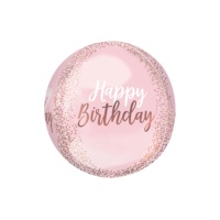 Globo orbz rosa feliz cumpleaños de 38 x 40 cm - Anagram