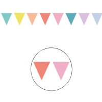 Banderín de papel de triángulos colores pasteles de 10 m