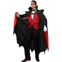 Disfraz de vampiro para hombre con chaleco rojo brillante