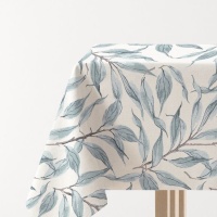 Mantel de tela de hojas azules de 1,45 x 1,45 m