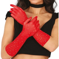 Guantes largos de rejilla con pedreria - 30 cm