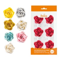 Figuras de azúcar de rosas de 3,5 cm - Decora - 8 unidades