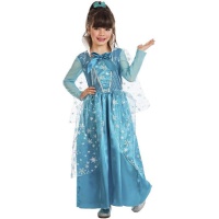 Disfraz de princesa del hielo azul con copos de nieve para niña