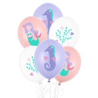 Globos de látex de Sirena de 30 cm - PartyDeco - 50 unidades