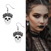 Pendientes de calaveras con flores - 1 par
