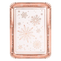 Bandeja de cartón rectangular de Rose Gold Snow de 25 x 34 cm - 1 unidad